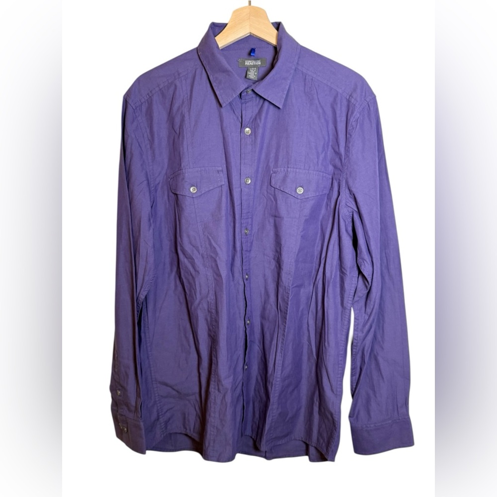 Kenneth Cole Reaction Long Sleeve Button-Down Shirt in Purple Size Large